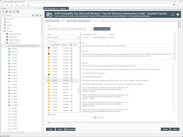 SCAP Scanner Properties View